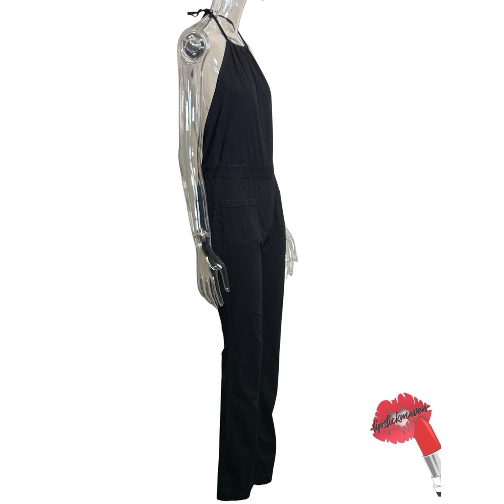 3x1 NYC Jumpsuit Small Black Halter Open Back Minimal Boho Y2K Denim - Picture 3 of 16
